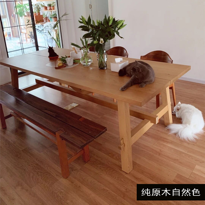 北欧实木餐桌原木简约长桌组合日式白蜡木麦肯伯大板桌北美樱桃木