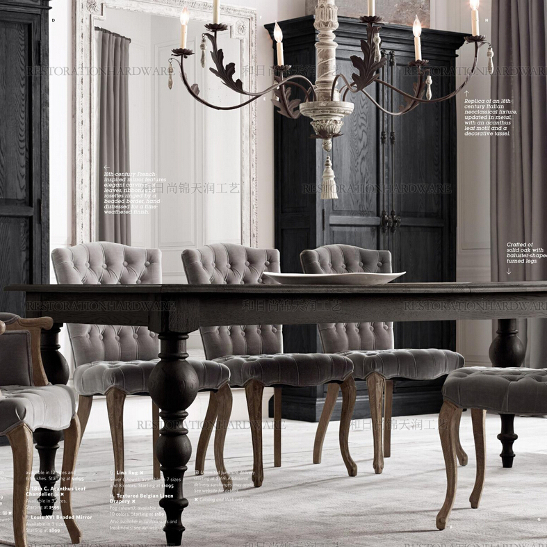 法式乡村全实木餐桌北美原木做旧