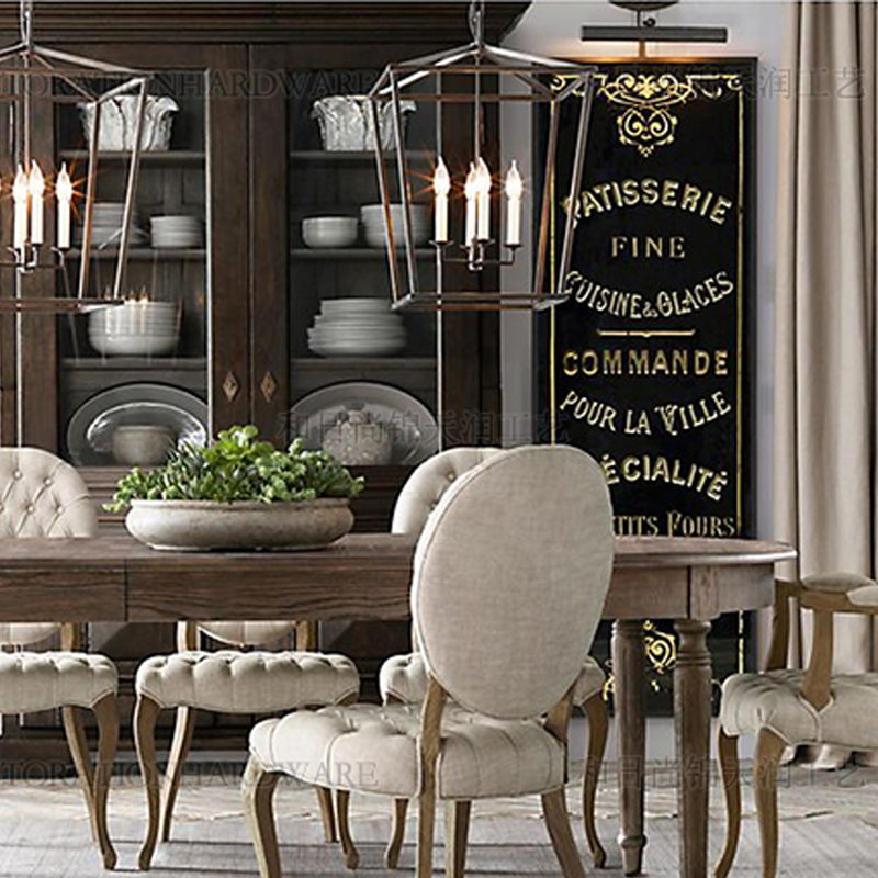 法式乡村实木餐桌北美人饭桌欧式