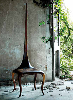 Degas德加中古风设计师实木椅创意酒店民宿接待椅意式极简餐椅