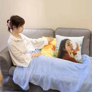 DIY抱枕毯图片定制车载办公室午睡两用靠枕被子法兰绒毯子可印图