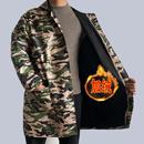 加绒加厚罩衣防水防油男款围裙工作服女干活带帽冬季外穿女中长款