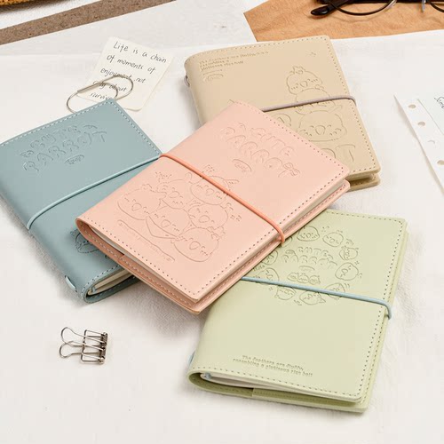 伊莎儿TN旅行手账本可爱动物日记本软皮笔记本64K绑带随身本啾咪