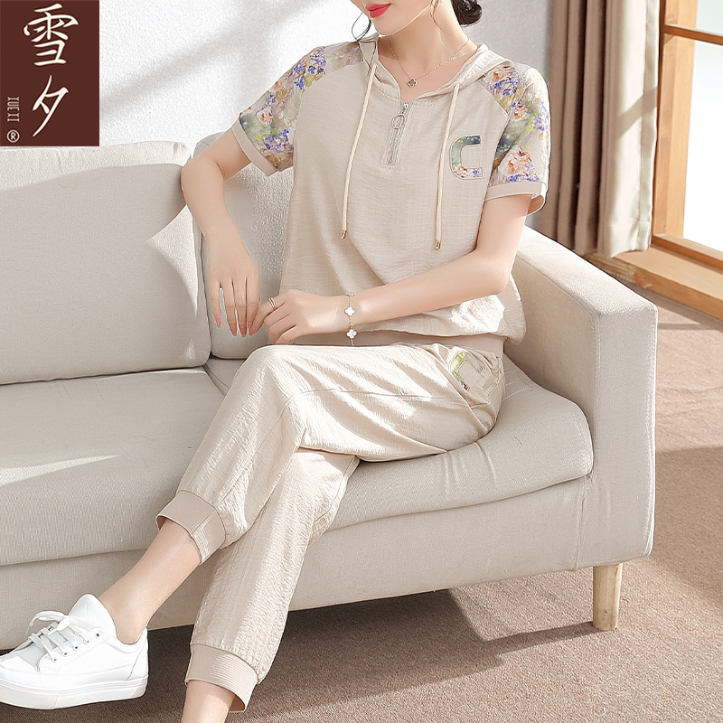 现货妈妈夏装休闲 运动服套装洋派2025新款中老年女短袖宽松两件