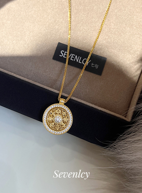 1.15上新85折【八宝罗盘】会旋转~重工轻奢925纯银项链新中式项链