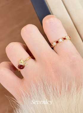 新品【南瓜红福禄】新年红好运~葫芦钱币锆石戒指开口戒