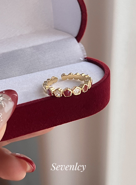 1.3月上新85折【小红花】复古显白~法式浪漫花朵戒指开口戒