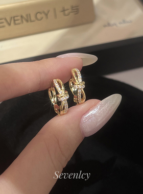 七与 新品【麻花扭结】精工圈圈耳环小众轻奢闪钻高级感耳扣女