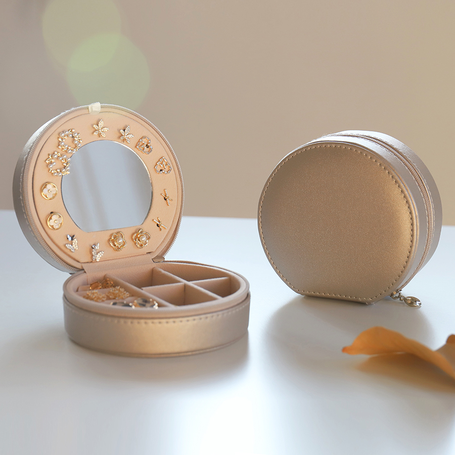 七与 收纳盒法式香槟金旅行小巧便携耳环盒子迷你高档多层首饰盒,饰品/流行首饰/时尚饰品新,首饰盒,淘宝优惠券,粉丝福利购,淘宝优惠卷
