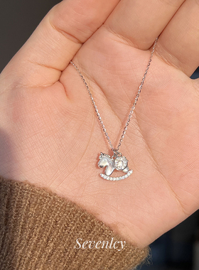 新品【马上有财】高品~925银贝壳小马钱币项链本命年礼物