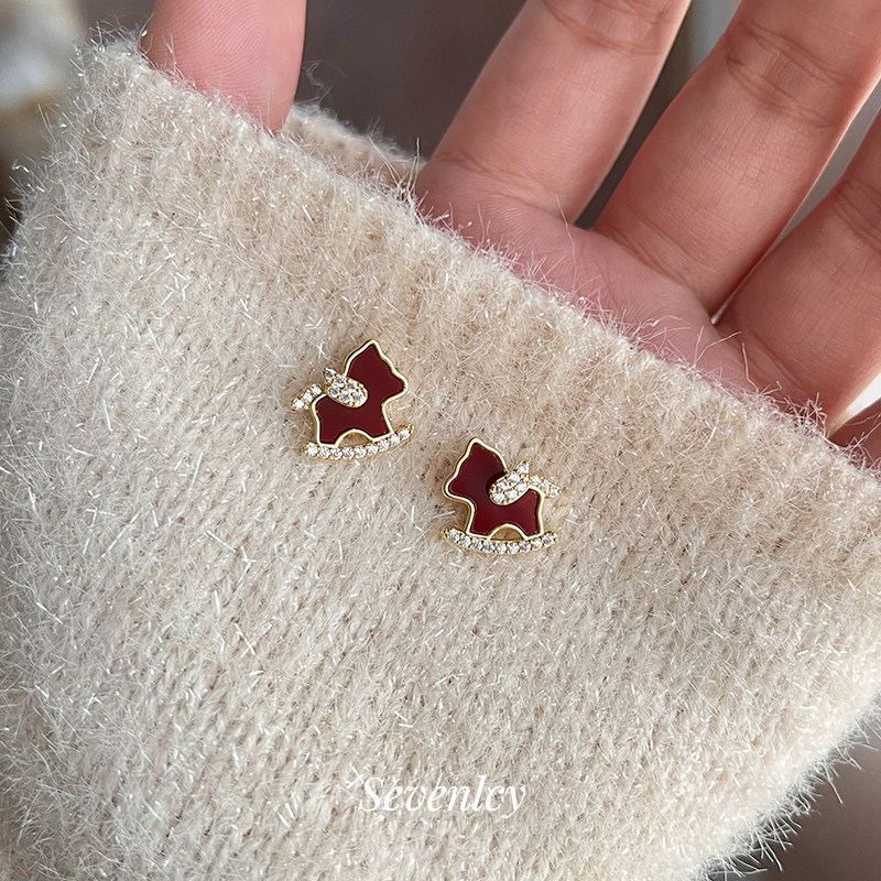 新品【鸿运小马】本命年红色耳钉925银针马年耳环女礼物,饰品/流行首饰/时尚饰品新,耳钉,淘宝优惠券,粉丝福利购,淘宝优惠卷