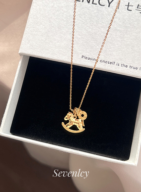 新品【马上爆富】高品质925纯银碎冰冰小马钱币项链4.6g