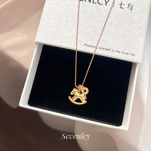 新品【马上爆富】高品质925纯银碎冰冰小马钱币项链4.2g