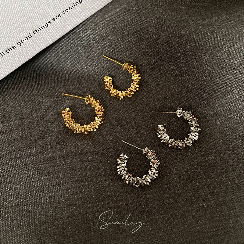 sevenlcy日韩银针女两色简约百搭