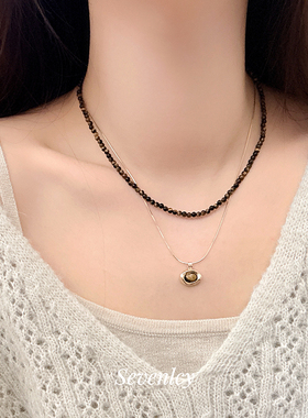 新品【秋冬物语】一款多戴复古轻奢虎眼石项链毛衣链叠戴