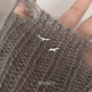 耳环百搭不掉色银耳饰 睡觉不用摘耳钉925纯银小众个性 七与 飞鸟