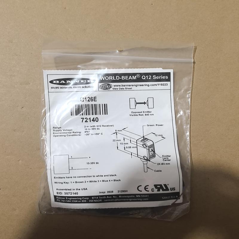 美国BANNER邦纳Q126E对射光电开关传感器发射(议价）