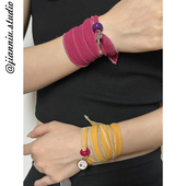 装 饰青年手工丝巾项链女彩色百搭缠绕手链搭十字吊坠短款 锁骨链潮