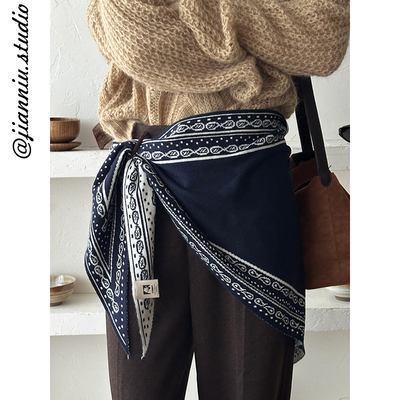 韩系双面腰果花保暖三角巾女复古百搭高级感护颈防寒披肩多用屁帘