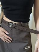 饰百搭腰带女士2026新款 无需打孔皮带女款 带装 裤 棕色ins风牛仔裤