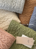 新款 百搭防风围脖 含羊毛纯色加厚保暖针织麻花围巾女时尚 冬季 韩版