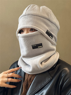 帽子女秋冬天户外纯色加厚雷锋帽保暖防寒围脖骑行护耳针织帽子男