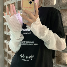 黑色宽松网纱袖套防晒百搭新款蕾丝女士冰丝夏季骑行手套薄款手袖