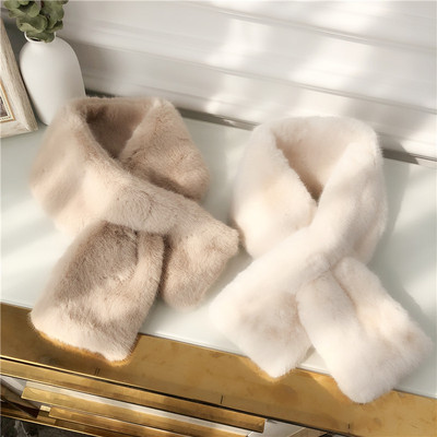 韩版獭兔毛秋冬季仿皮草纯色围巾