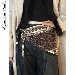 2025秋冬新款复古百搭三角巾屁帘女氛围感搭配牛仔裤半身裙腰封