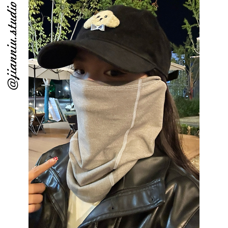 纯色保暖面罩多功能针织围脖脖套