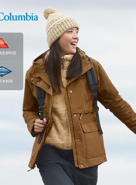 哥伦比亚户外女24秋冬新款防水保暖抓绒内胆三合一冲锋衣WR3825