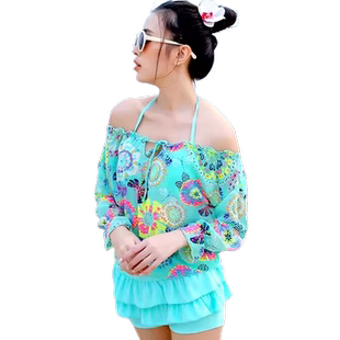 断码清仓带钢托小胸聚拢比基尼性感显瘦平角裤裙式三件套泳衣女