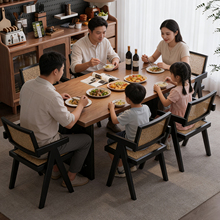 实木餐桌长方形家用长条桌大板书桌茶桌中古风工作台客厅吃饭桌子