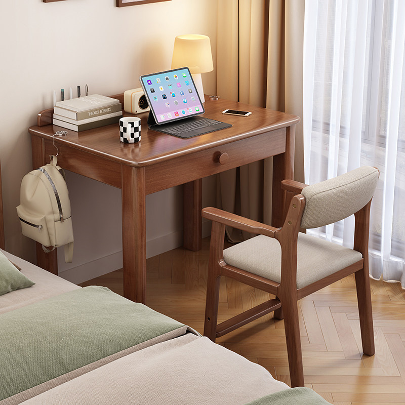 实木书桌带抽屉小户型学生儿童学习桌书房卧室不占地方电脑桌子