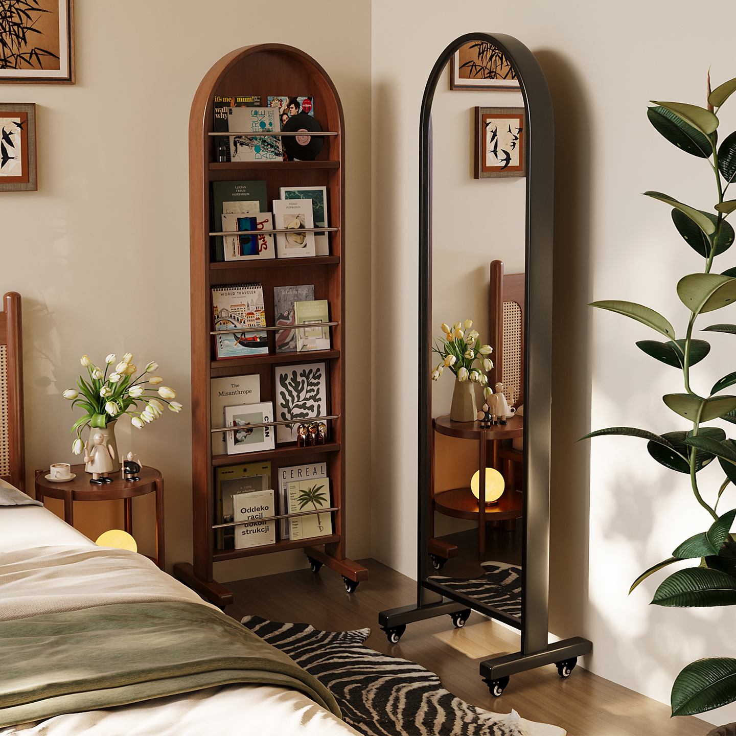 中古风穿衣镜全身落地镜可移动