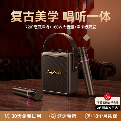 金运S20K歌音响音响话筒一体麦克风家用K歌无线蓝牙音箱卡拉ok