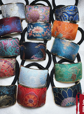 -原创名家新中式国风宋锦织金马尾扣手工制作发饰头饰