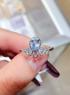 新款天然托帕石戒指925银镶嵌女开口日韩轻奢饰品送女友新年礼物