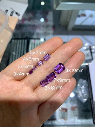 紫水晶长方形裸石3×4 3×5 4×6 5×7 6×8 7×9 8×10未镶嵌