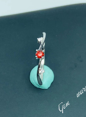 石榴石戒指925银镀18K金简约女