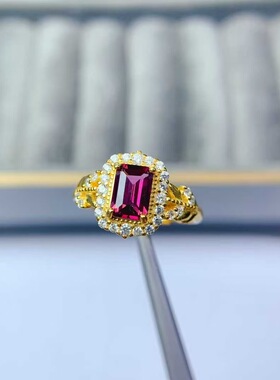 新款天然镁铝石榴石戒指925银镶嵌女时尚轻奢饰品送女友新年礼物