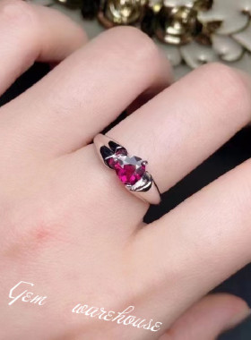 天然镁铝石榴石戒指心形简约轻奢