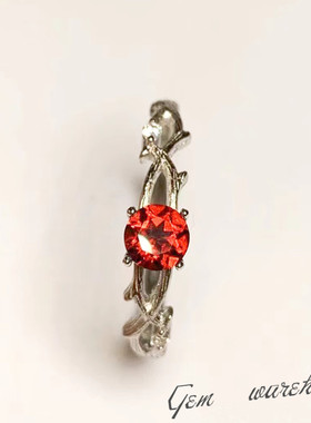 捡漏石榴石戒指s925银时尚女