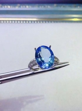 新款天然托帕石戒指925银镶嵌女开口时尚轻奢饰品送女友新年礼物