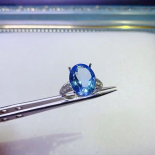 新款 轻奢饰品送女友新年礼物 天然托帕石戒指925银镶嵌女开口时尚