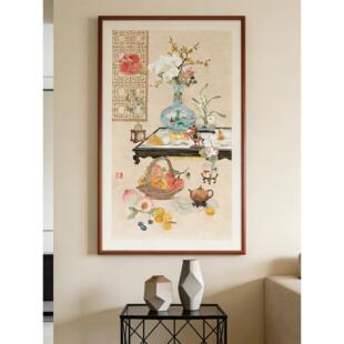 新中式清供图书房装饰画东方美学马年寓意好书房挂画高级茶室壁画