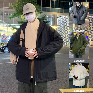 秋冬新品男女同款加绒加厚防风防水青年棉服情侣防寒保暖连帽外套