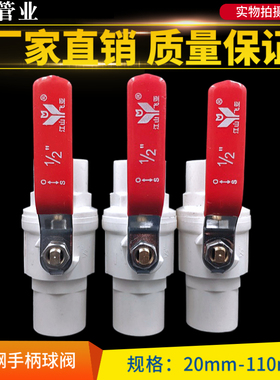 PVC钢手柄球阀 水管开关 自来水阀门开关 水阀 联阀 塑料给水阀门
