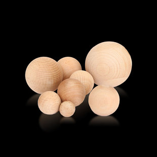 实木圆球木雕DIY家具配件实心无孔木球原木半圆形木珠小珠子小球