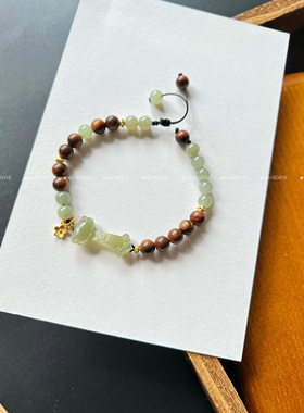 【枯木逢春】原创设计新中式和田玉冰晴水称心如意木珠手串本命年